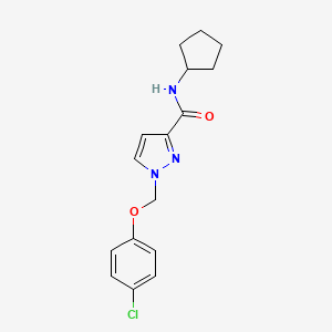 molecular formula C16H18ClN3O2 B10907579 1-[(4-chlorophenoxy)methyl]-N-cyclopentyl-1H-pyrazole-3-carboxamide 