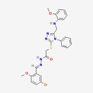 N'-[(E)-(5-bromo-2-methoxyphenyl)methylidene]-2-[(5-{[(2-methoxyphenyl)amino]methyl}-4-phenyl-4H-1,2,4-triazol-3-yl)sulfanyl]acetohydrazide