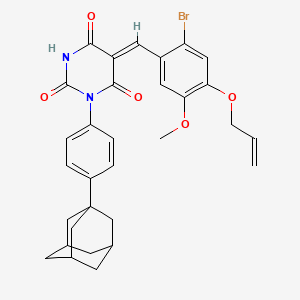 (5Z)-5-[2-bromo-5-methoxy-4-(prop-2-en-1-yloxy)benzylidene]-1-[4-(tricyclo[3.3.1.1~3,7~]dec-1-yl)phenyl]pyrimidine-2,4,6(1H,3H,5H)-trione