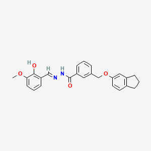 3-[(2,3-dihydro-1H-inden-5-yloxy)methyl]-N'-[(E)-(2-hydroxy-3-methoxyphenyl)methylidene]benzohydrazide