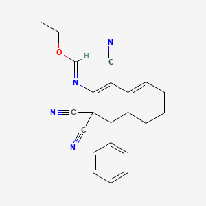 Ethyl (1,3,3-tricyano-4-phenyl-3,4,4a,5,6,7-hexahydronaphthalen-2-yl)imidoformate