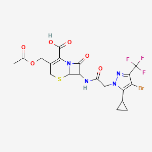 3-[(acetyloxy)methyl]-7-({[4-bromo-5-cyclopropyl-3-(trifluoromethyl)-1H-pyrazol-1-yl]acetyl}amino)-8-oxo-5-thia-1-azabicyclo[4.2.0]oct-2-ene-2-carboxylic acid