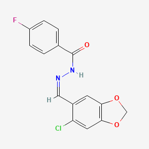 molecular formula C15H10ClFN2O3 B10907644 N'-[(Z)-(6-chloro-1,3-benzodioxol-5-yl)methylidene]-4-fluorobenzohydrazide 