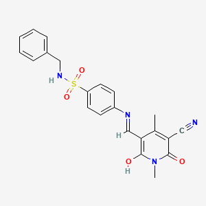 N-benzyl-4-{[(Z)-(5-cyano-1,4-dimethyl-2,6-dioxo-1,6-dihydropyridin-3(2H)-ylidene)methyl]amino}benzenesulfonamide