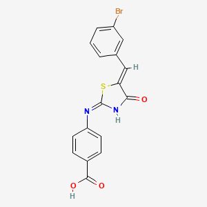 4-{[(2E,5Z)-5-(3-bromobenzylidene)-4-oxo-1,3-thiazolidin-2-ylidene]amino}benzoic acid