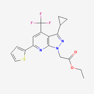 Ethyl 2-(3-cyclopropyl-6-(thiophen-2-yl)-4-(trifluoromethyl)-1H-pyrazolo[3,4-b]pyridin-1-yl)acetate