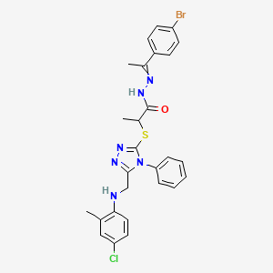 N'-[1-(4-bromophenyl)ethylidene]-2-[(5-{[(4-chloro-2-methylphenyl)amino]methyl}-4-phenyl-4H-1,2,4-triazol-3-yl)sulfanyl]propanehydrazide