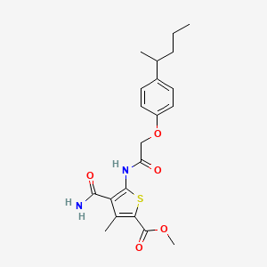 Methyl 4-carbamoyl-3-methyl-5-({[4-(pentan-2-yl)phenoxy]acetyl}amino)thiophene-2-carboxylate