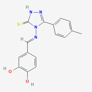 4-[(E)-{[3-(4-methylphenyl)-5-sulfanyl-4H-1,2,4-triazol-4-yl]imino}methyl]benzene-1,2-diol