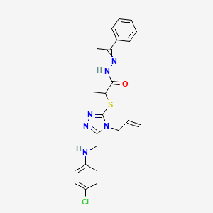 2-{[5-{[(4-chlorophenyl)amino]methyl}-4-(prop-2-en-1-yl)-4H-1,2,4-triazol-3-yl]sulfanyl}-N'-(1-phenylethylidene)propanehydrazide