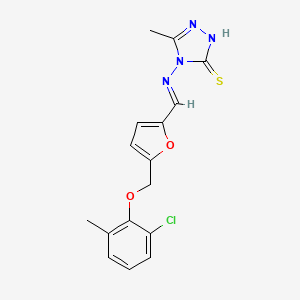 4-{[(E)-{5-[(2-chloro-6-methylphenoxy)methyl]furan-2-yl}methylidene]amino}-5-methyl-4H-1,2,4-triazole-3-thiol