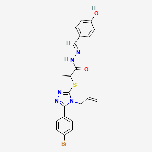 2-{[5-(4-bromophenyl)-4-(prop-2-en-1-yl)-4H-1,2,4-triazol-3-yl]sulfanyl}-N'-[(E)-(4-hydroxyphenyl)methylidene]propanehydrazide