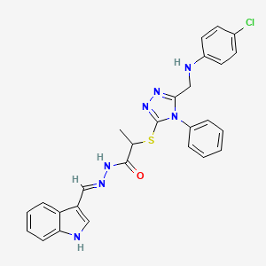 2-({5-[(4-Chloroanilino)methyl]-4-phenyl-4H-1,2,4-triazol-3-YL}sulfanyl)-N'~1~-[(E)-1-(1H-indol-3-YL)methylidene]propanohydrazide