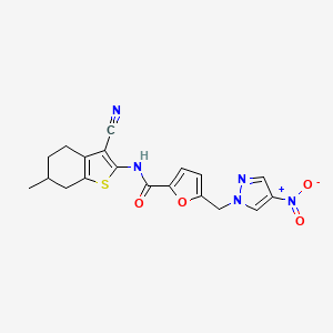 N-(3-cyano-6-methyl-4,5,6,7-tetrahydro-1-benzothiophen-2-yl)-5-[(4-nitropyrazol-1-yl)methyl]furan-2-carboxamide