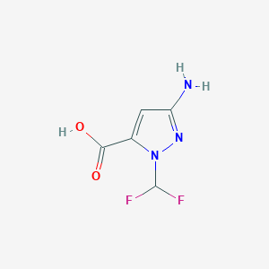 molecular formula C5H5F2N3O2 B10908953 3-amino-1-(difluoromethyl)-1H-pyrazole-5-carboxylic acid 