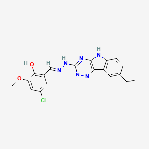 4-chloro-2-{(E)-[2-(8-ethyl-5H-[1,2,4]triazino[5,6-b]indol-3-yl)hydrazinylidene]methyl}-6-methoxyphenol