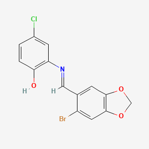 2-{[(E)-(6-bromo-1,3-benzodioxol-5-yl)methylidene]amino}-4-chlorophenol