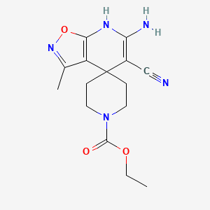 Ethyl 6-amino-5-cyano-3-methyl-1'H,7H-spiro[isoxazolo[5,4-B]pyridine-4,4'-piperidine]-1'-carboxylate