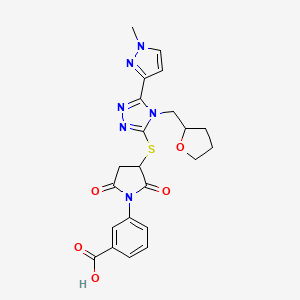 3-(3-{[5-(1-methyl-1H-pyrazol-3-yl)-4-(tetrahydrofuran-2-ylmethyl)-4H-1,2,4-triazol-3-yl]sulfanyl}-2,5-dioxopyrrolidin-1-yl)benzoic acid