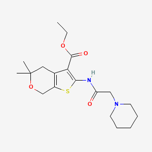 molecular formula C19H28N2O4S B10909234 ethyl 5,5-dimethyl-2-[(piperidin-1-ylacetyl)amino]-4,7-dihydro-5H-thieno[2,3-c]pyran-3-carboxylate 