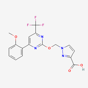 1-(((4-(2-Methoxyphenyl)-6-(trifluoromethyl)pyrimidin-2-yl)oxy)methyl)-1H-pyrazole-3-carboxylic acid