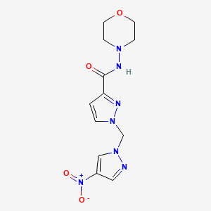 molecular formula C12H15N7O4 B10909322 N-(morpholin-4-yl)-1-[(4-nitro-1H-pyrazol-1-yl)methyl]-1H-pyrazole-3-carboxamide 