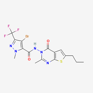 4-bromo-1-methyl-N-(2-methyl-4-oxo-6-propylthieno[2,3-d]pyrimidin-3(4H)-yl)-3-(trifluoromethyl)-1H-pyrazole-5-carboxamide