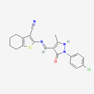 2-({(Z)-[1-(4-chlorophenyl)-3-methyl-5-oxo-1,5-dihydro-4H-pyrazol-4-ylidene]methyl}amino)-4,5,6,7-tetrahydro-1-benzothiophene-3-carbonitrile