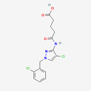 molecular formula C15H15Cl2N3O3 B10909416 5-{[4-chloro-1-(2-chlorobenzyl)-1H-pyrazol-3-yl]amino}-5-oxopentanoic acid 