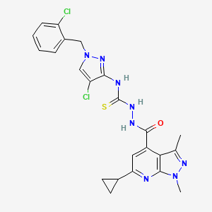 N-[4-chloro-1-(2-chlorobenzyl)-1H-pyrazol-3-yl]-2-[(6-cyclopropyl-1,3-dimethyl-1H-pyrazolo[3,4-b]pyridin-4-yl)carbonyl]hydrazinecarbothioamide