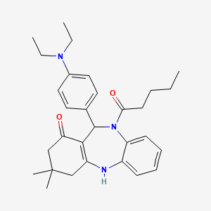 11-[4-(diethylamino)phenyl]-3,3-dimethyl-10-pentanoyl-2,3,4,5,10,11-hexahydro-1H-dibenzo[b,e][1,4]diazepin-1-one