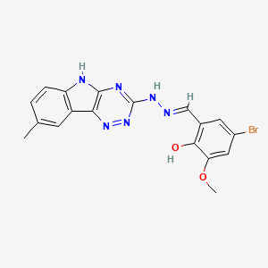 4-bromo-2-methoxy-6-{(E)-[2-(8-methyl-5H-[1,2,4]triazino[5,6-b]indol-3-yl)hydrazinylidene]methyl}phenol