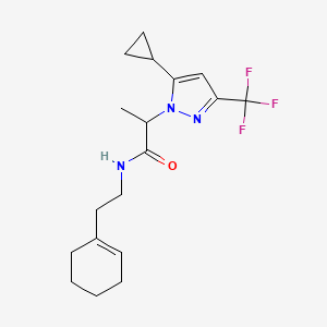 molecular formula C18H24F3N3O B10909483 N-[2-(cyclohex-1-en-1-yl)ethyl]-2-[5-cyclopropyl-3-(trifluoromethyl)-1H-pyrazol-1-yl]propanamide 