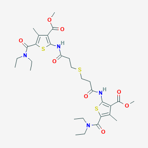 molecular formula C30H42N4O8S3 B10909492 Dimethyl 2,2'-{sulfanediylbis[(1-oxopropane-3,1-diyl)imino]}bis[5-(diethylcarbamoyl)-4-methylthiophene-3-carboxylate] 