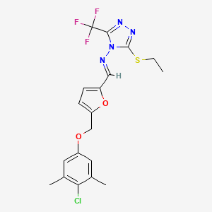 N-[(E)-{5-[(4-chloro-3,5-dimethylphenoxy)methyl]furan-2-yl}methylidene]-3-(ethylsulfanyl)-5-(trifluoromethyl)-4H-1,2,4-triazol-4-amine