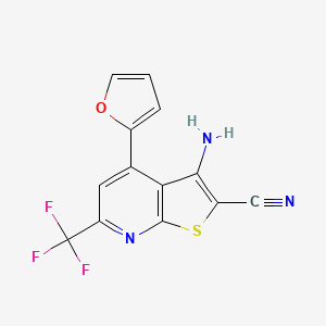 3-Amino-4-(furan-2-yl)-6-(trifluoromethyl)thieno[2,3-b]pyridine-2-carbonitrile