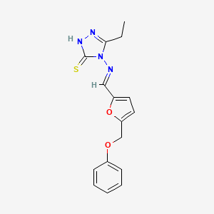 5-ethyl-4-({(E)-[5-(phenoxymethyl)furan-2-yl]methylidene}amino)-4H-1,2,4-triazole-3-thiol