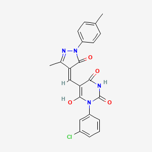 3-(3-chlorophenyl)-6-hydroxy-5-{(Z)-[3-methyl-1-(4-methylphenyl)-5-oxo-1,5-dihydro-4H-pyrazol-4-ylidene]methyl}pyrimidine-2,4(1H,3H)-dione