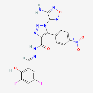 1-(4-amino-1,2,5-oxadiazol-3-yl)-N'-[(E)-(3,5-diiodo-6-oxocyclohexa-2,4-dien-1-ylidene)methyl]-5-(4-nitrophenyl)triazole-4-carbohydrazide