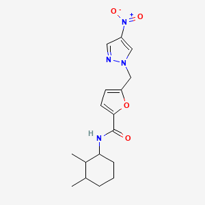 molecular formula C17H22N4O4 B10909792 N-(2,3-dimethylcyclohexyl)-5-[(4-nitro-1H-pyrazol-1-yl)methyl]furan-2-carboxamide 