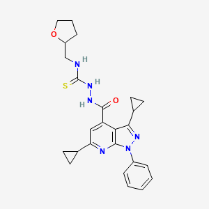 2-[(3,6-dicyclopropyl-1-phenyl-1H-pyrazolo[3,4-b]pyridin-4-yl)carbonyl]-N-(tetrahydrofuran-2-ylmethyl)hydrazinecarbothioamide