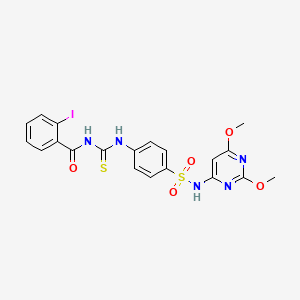 molecular formula C20H18IN5O5S2 B10909853 N-({4-[(2,6-dimethoxypyrimidin-4-yl)sulfamoyl]phenyl}carbamothioyl)-2-iodobenzamide 