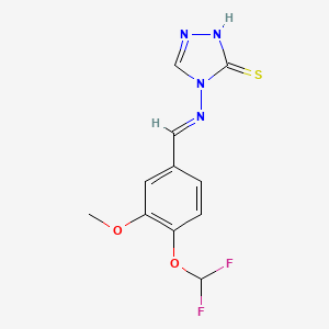 molecular formula C11H10F2N4O2S B10909870 4-({(E)-[4-(difluoromethoxy)-3-methoxyphenyl]methylidene}amino)-4H-1,2,4-triazole-3-thiol 