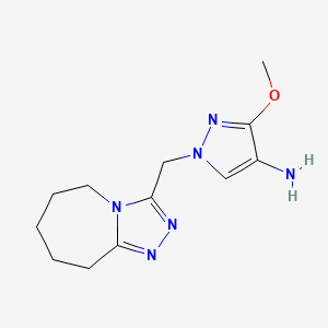 molecular formula C12H18N6O B10909910 3-Methoxy-1-((6,7,8,9-tetrahydro-5H-[1,2,4]triazolo[4,3-a]azepin-3-yl)methyl)-1H-pyrazol-4-amine 