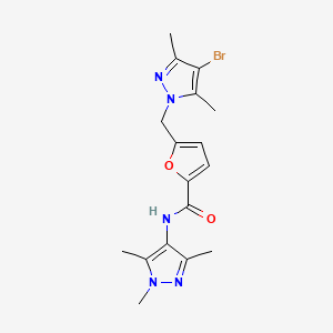 molecular formula C17H20BrN5O2 B10909915 5-[(4-bromo-3,5-dimethyl-1H-pyrazol-1-yl)methyl]-N-(1,3,5-trimethyl-1H-pyrazol-4-yl)furan-2-carboxamide 