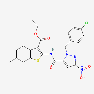 ethyl 2-({[1-(4-chlorobenzyl)-3-nitro-1H-pyrazol-5-yl]carbonyl}amino)-6-methyl-4,5,6,7-tetrahydro-1-benzothiophene-3-carboxylate