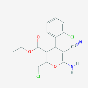 ethyl 6-amino-2-(chloromethyl)-4-(2-chlorophenyl)-5-cyano-4H-pyran-3-carboxylate