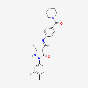 (4Z)-2-(3,4-dimethylphenyl)-5-methyl-4-({[4-(piperidin-1-ylcarbonyl)phenyl]amino}methylidene)-2,4-dihydro-3H-pyrazol-3-one