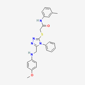 molecular formula C25H25N5O2S B10910015 2-[(5-{[(4-methoxyphenyl)amino]methyl}-4-phenyl-4H-1,2,4-triazol-3-yl)sulfanyl]-N-(3-methylphenyl)acetamide 