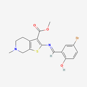 methyl 2-{[(E)-(5-bromo-2-hydroxyphenyl)methylidene]amino}-6-methyl-4,5,6,7-tetrahydrothieno[2,3-c]pyridine-3-carboxylate